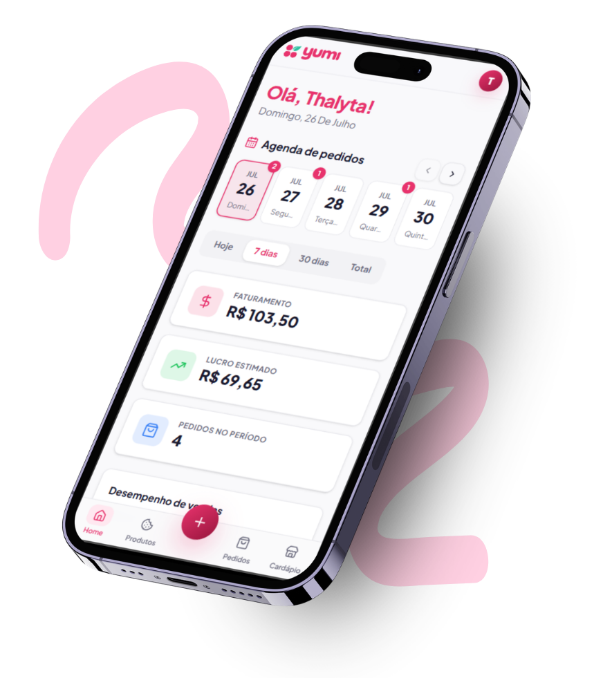 Yumi — dashboard no celular