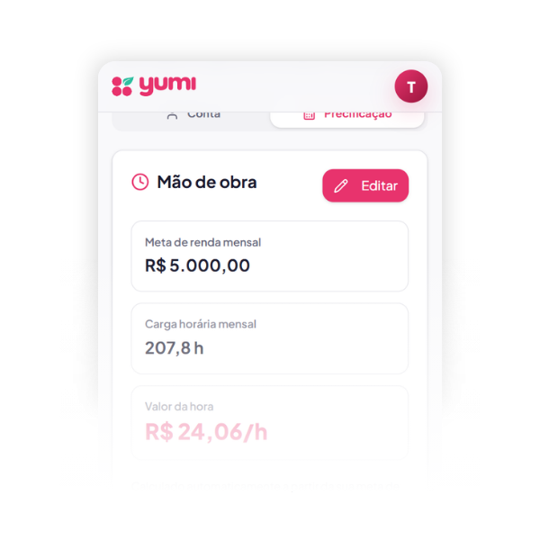 Configure sua confeitaria na Yumi